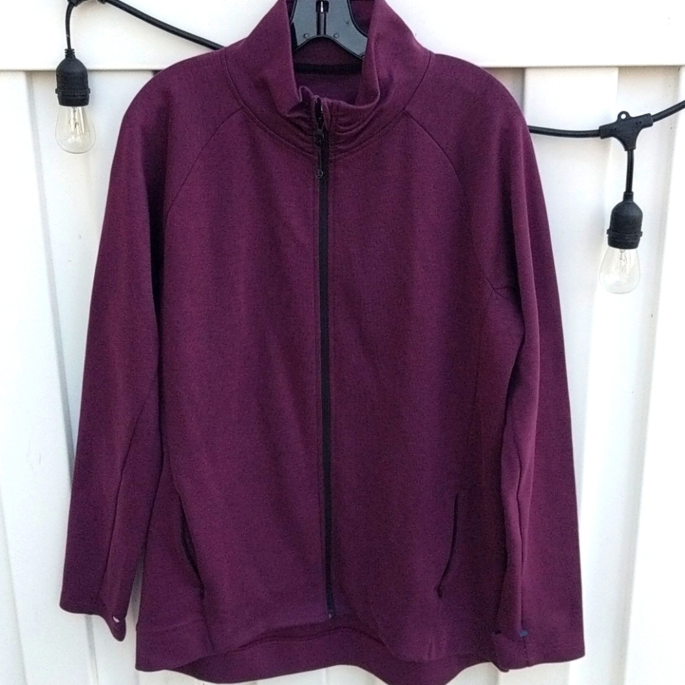 Long sleeve zip up cardigan sweatshirt purple XL